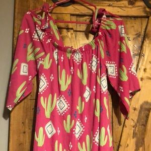 Bright pink cactus and Aztec tunic dress new